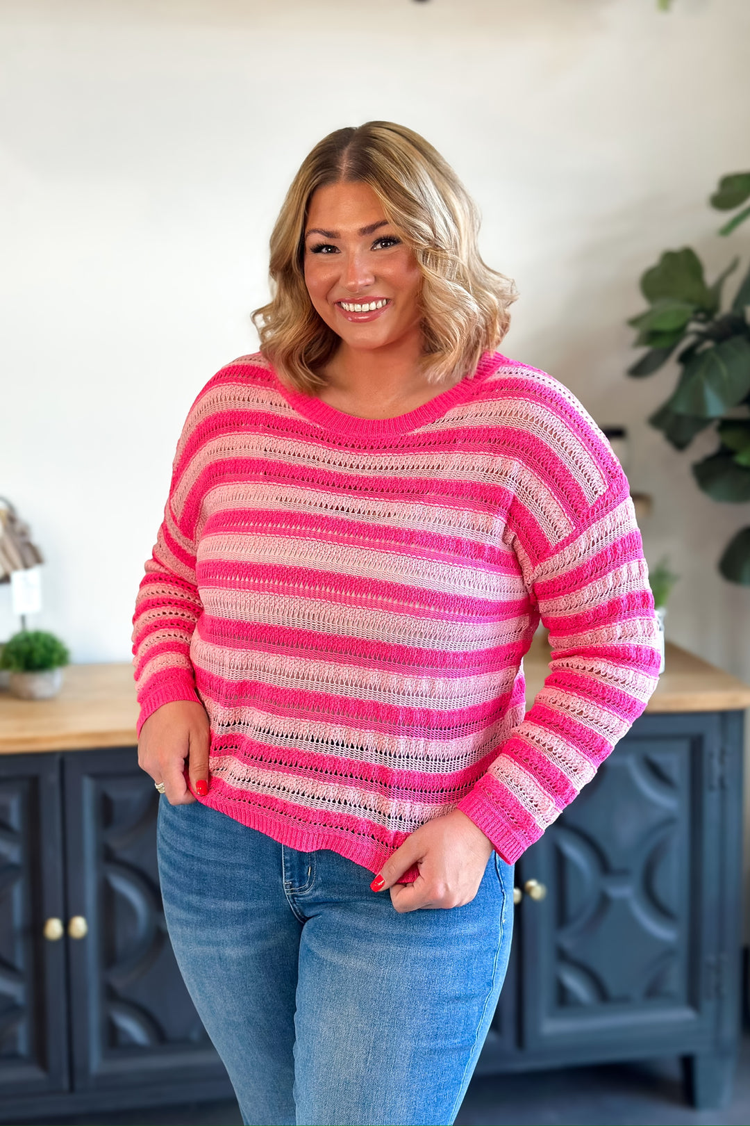 Hot Pink Crochet Sweater