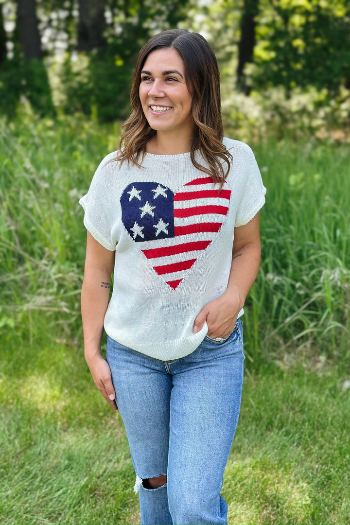 Patriotic Heart Sweater Tee