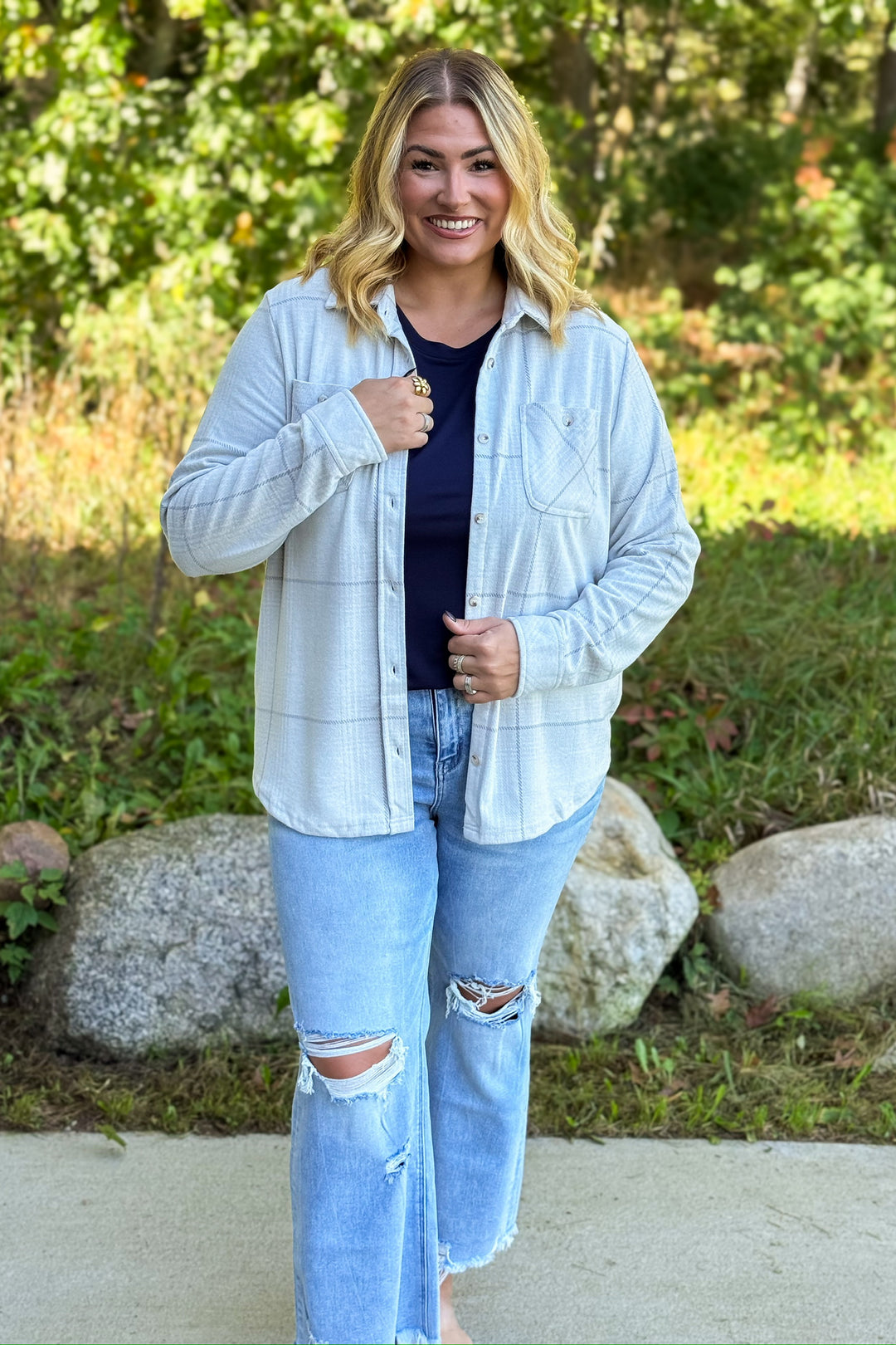 Mandi- Tan Grey Plaid