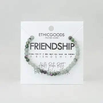 Morse Code Bracelet- Friendship (Zoisite/Jasper)