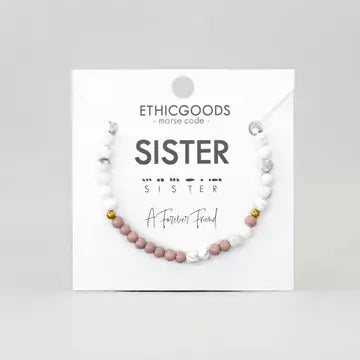 Morse Code Bracelet- Sister (Lilac)
