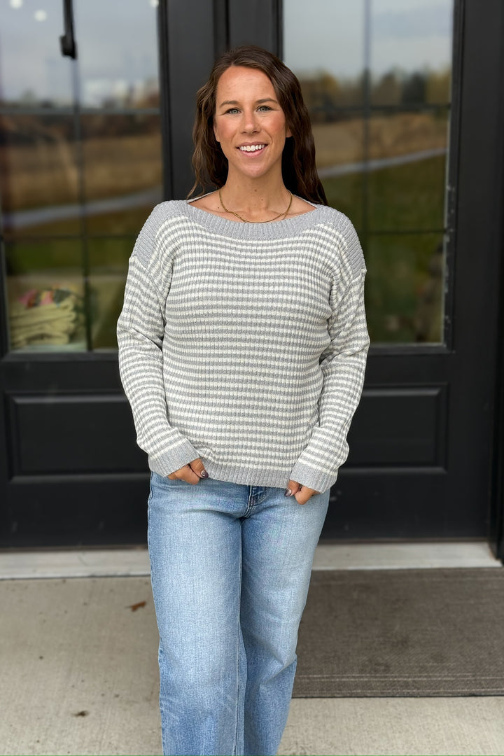Grey Striped Sweater