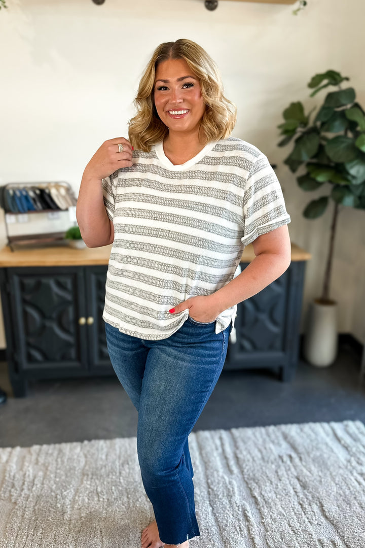 Grey-White Striped Tee