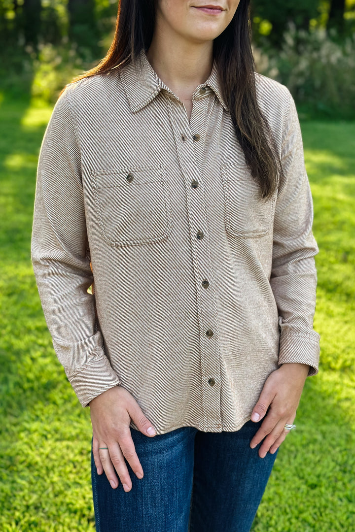 Rust Herringbone Button Down