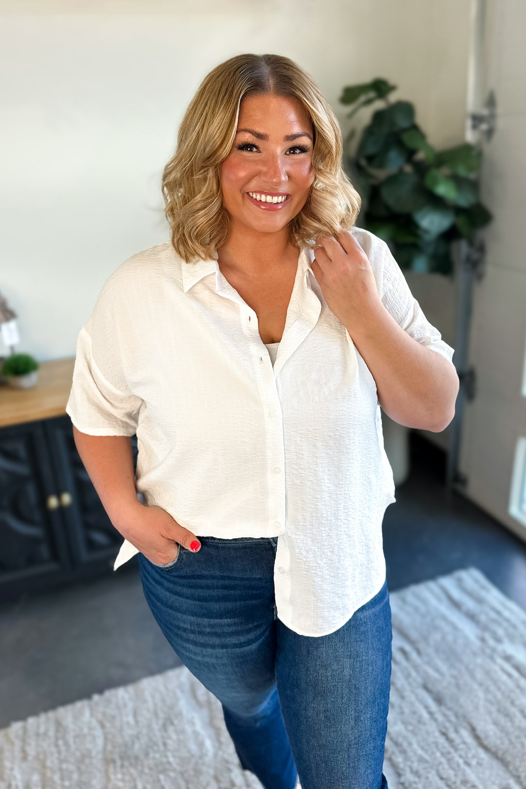White Button Up Short Sleeve