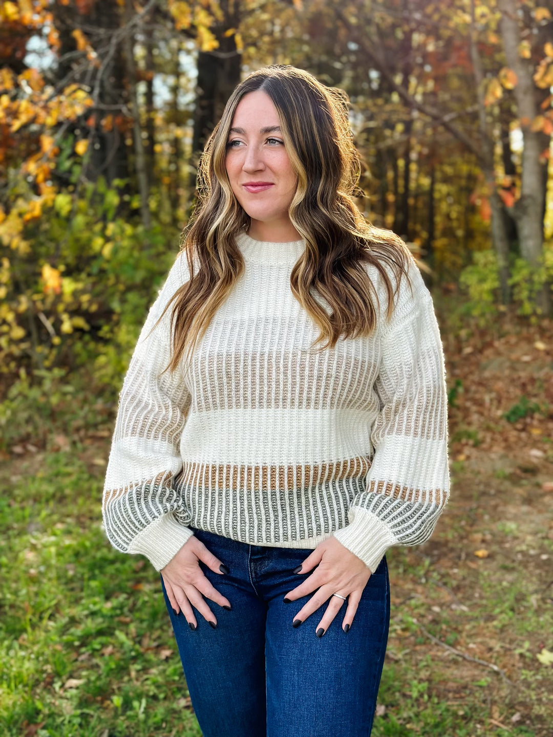 Puff Sleeve Colorblock Sweater