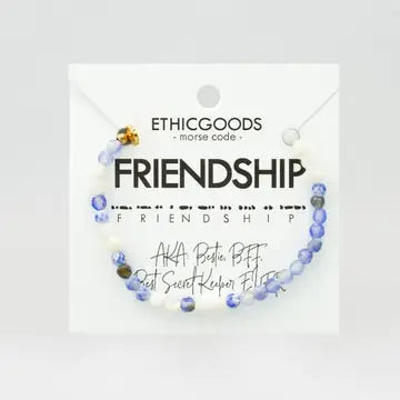 Morse Code Bracelet- Friendship (Blue agate)