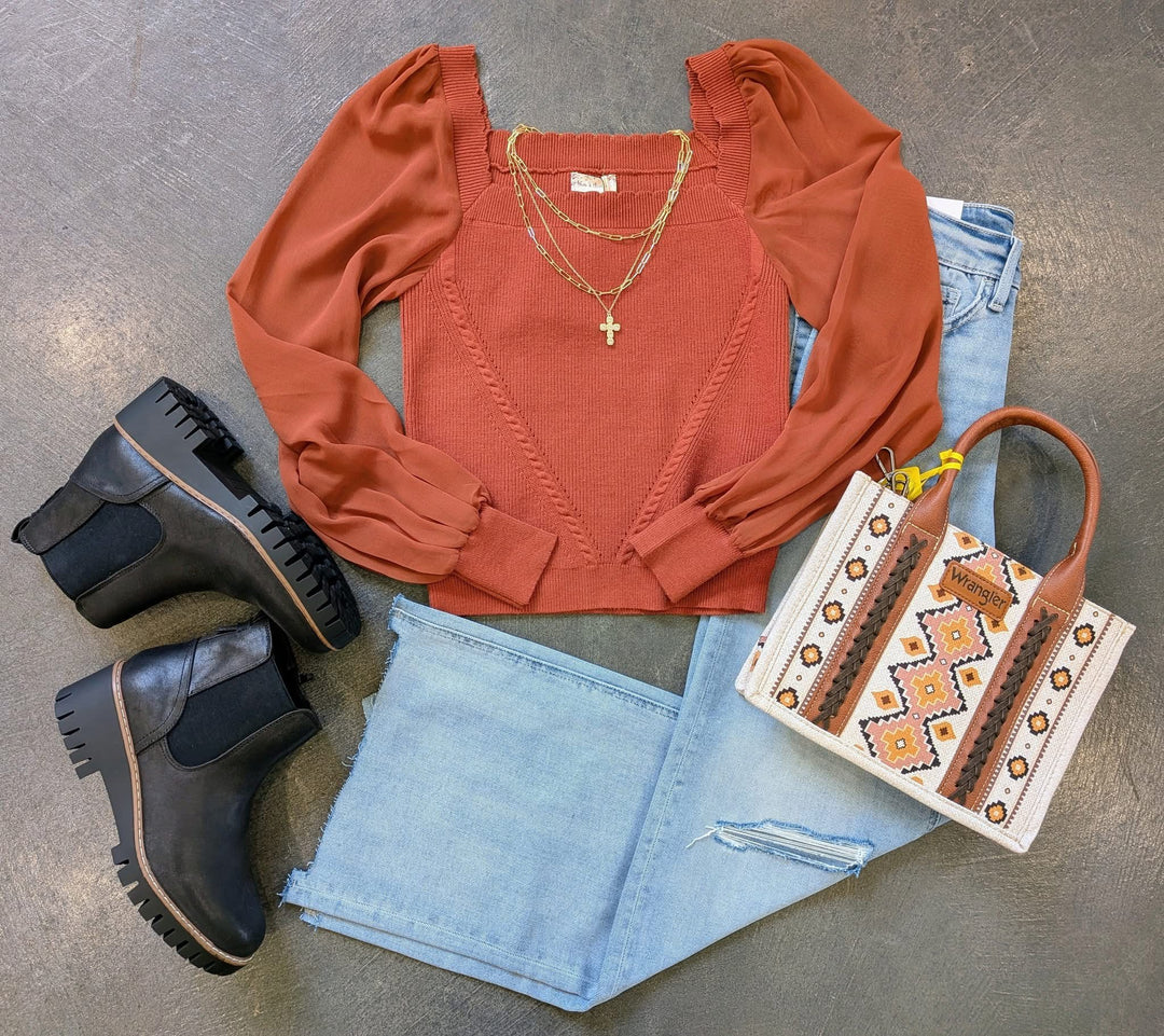 Rust Sweater Blouse