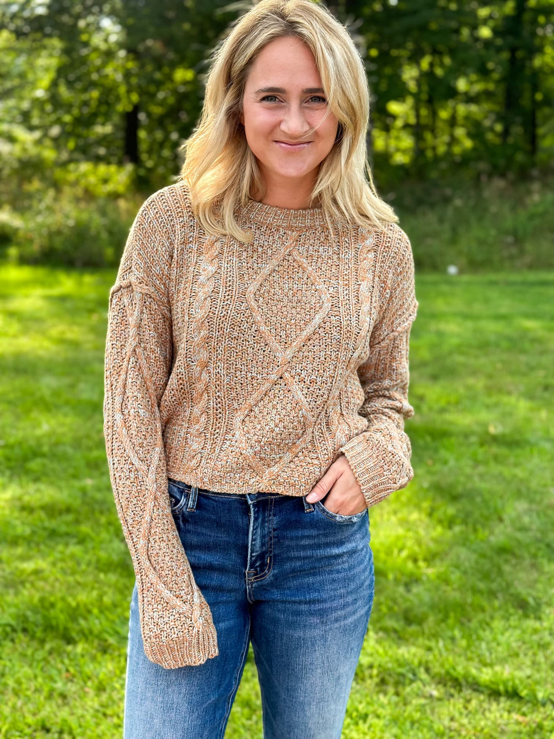 Raw Edge Cable Sweater