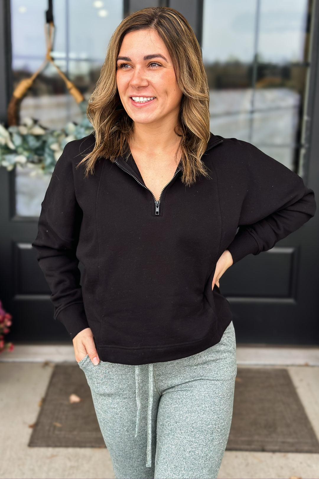 Black Half-Zip Pullover