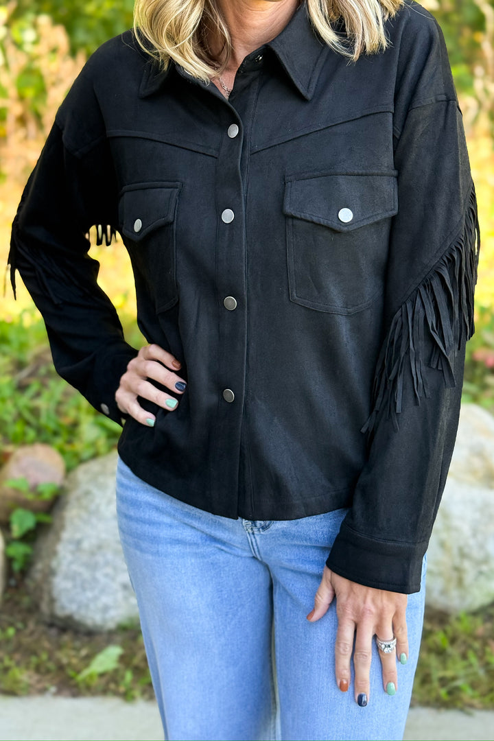 Black Suede Fringe Jacket