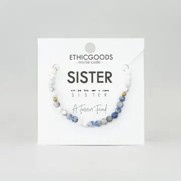 Morse Code Bracelet- Sister (Lapis)