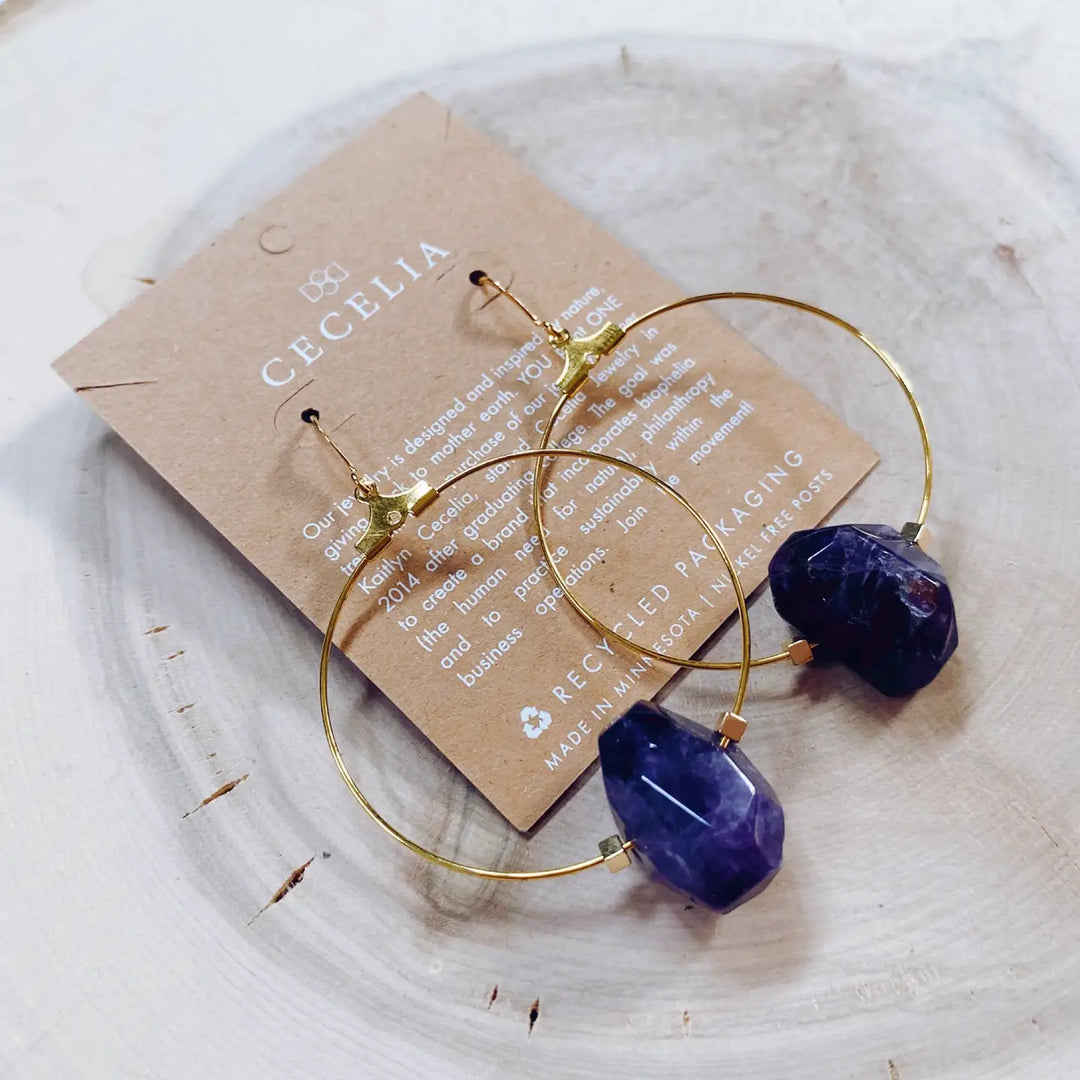 Amethyst Quartz Rock Earrings