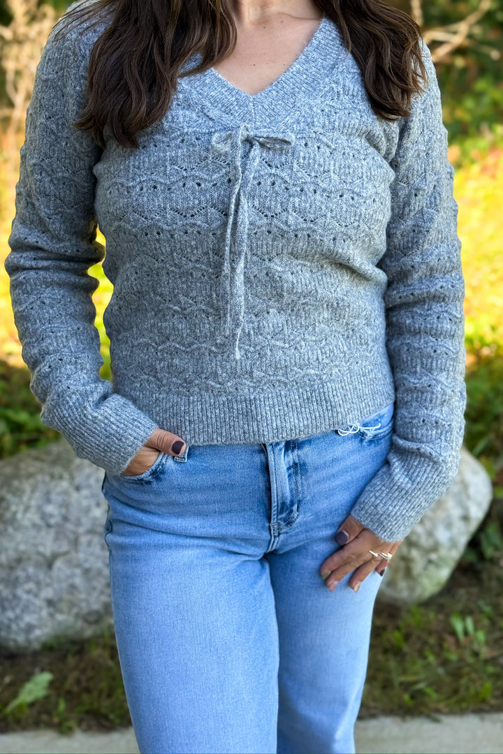 Grey Sweater Tie Front