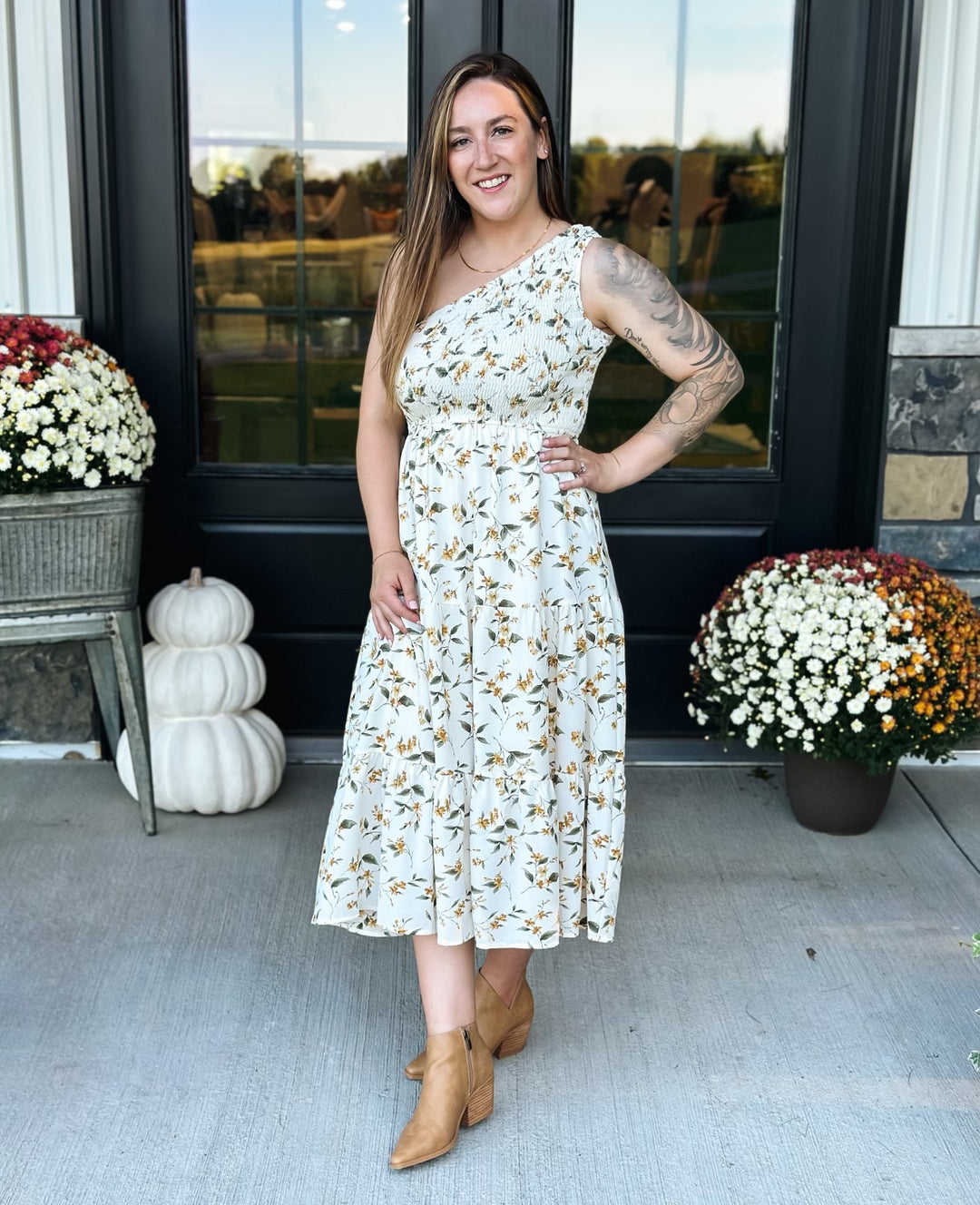 Floral One Shoulder Dress