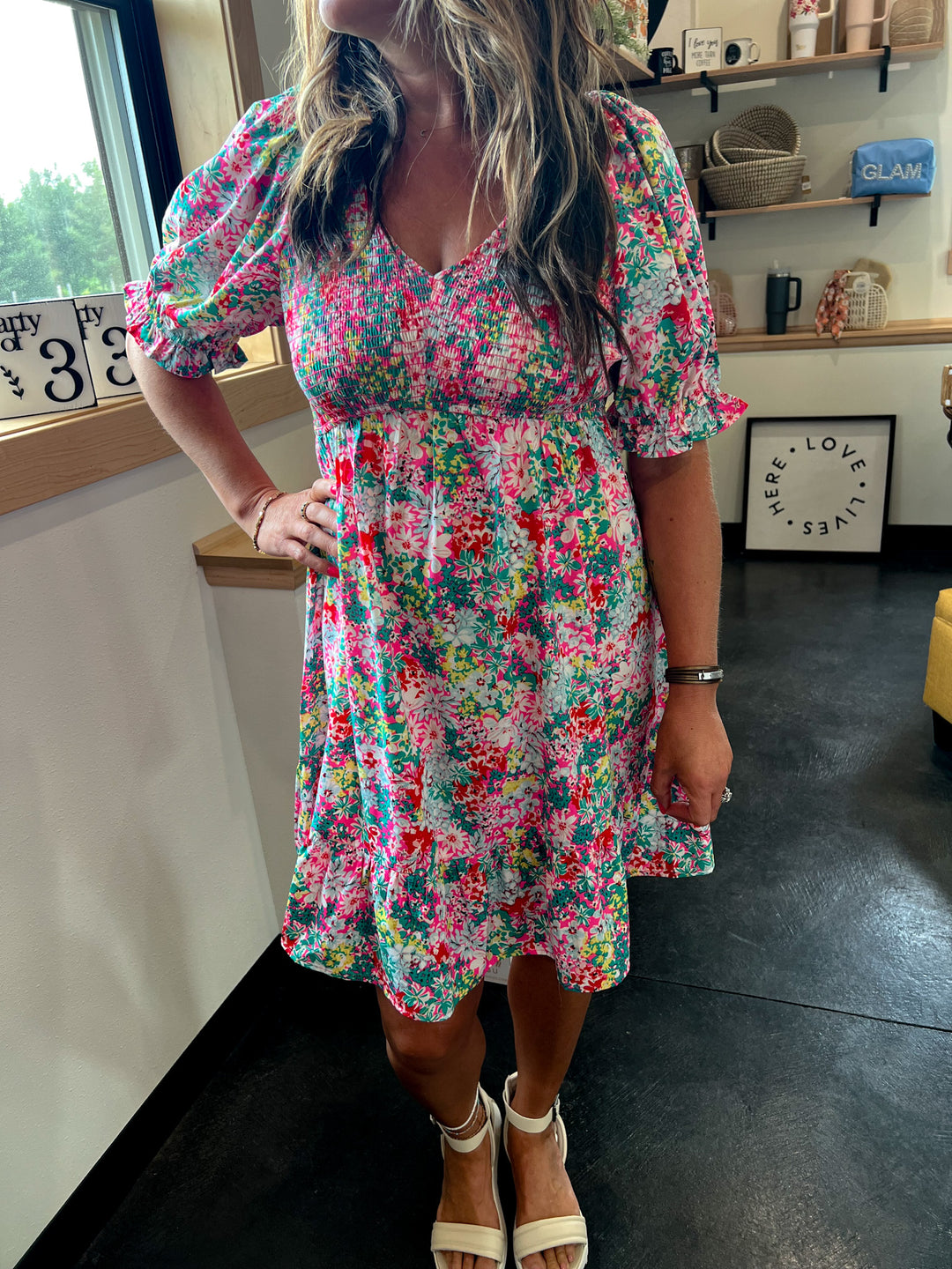 Hot Pink Floral Dress