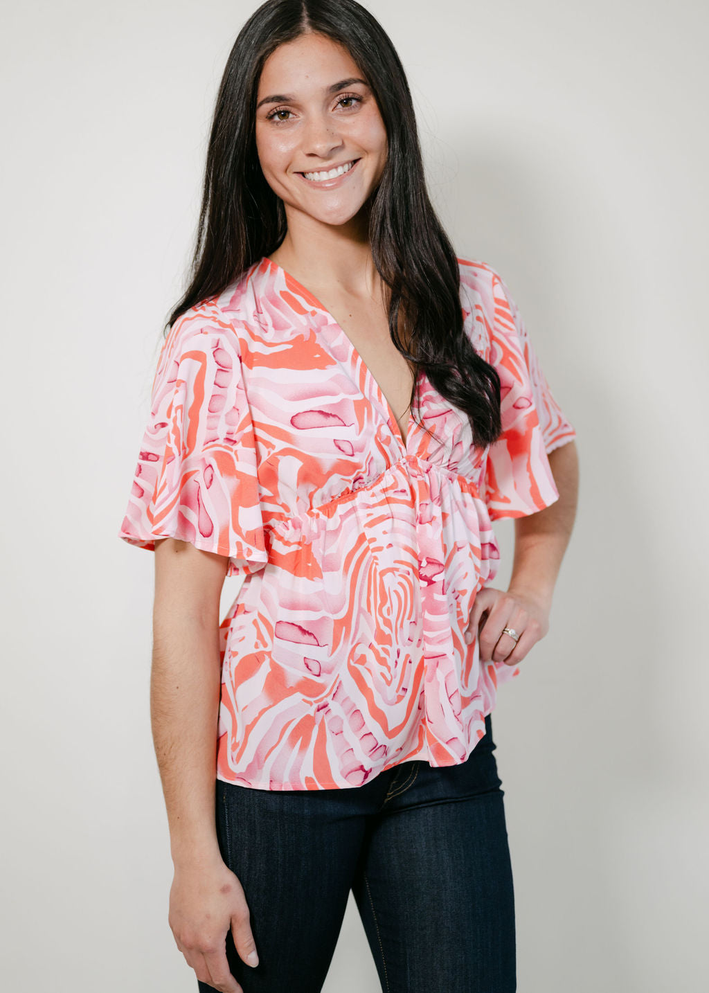 Coral Floral Blouse