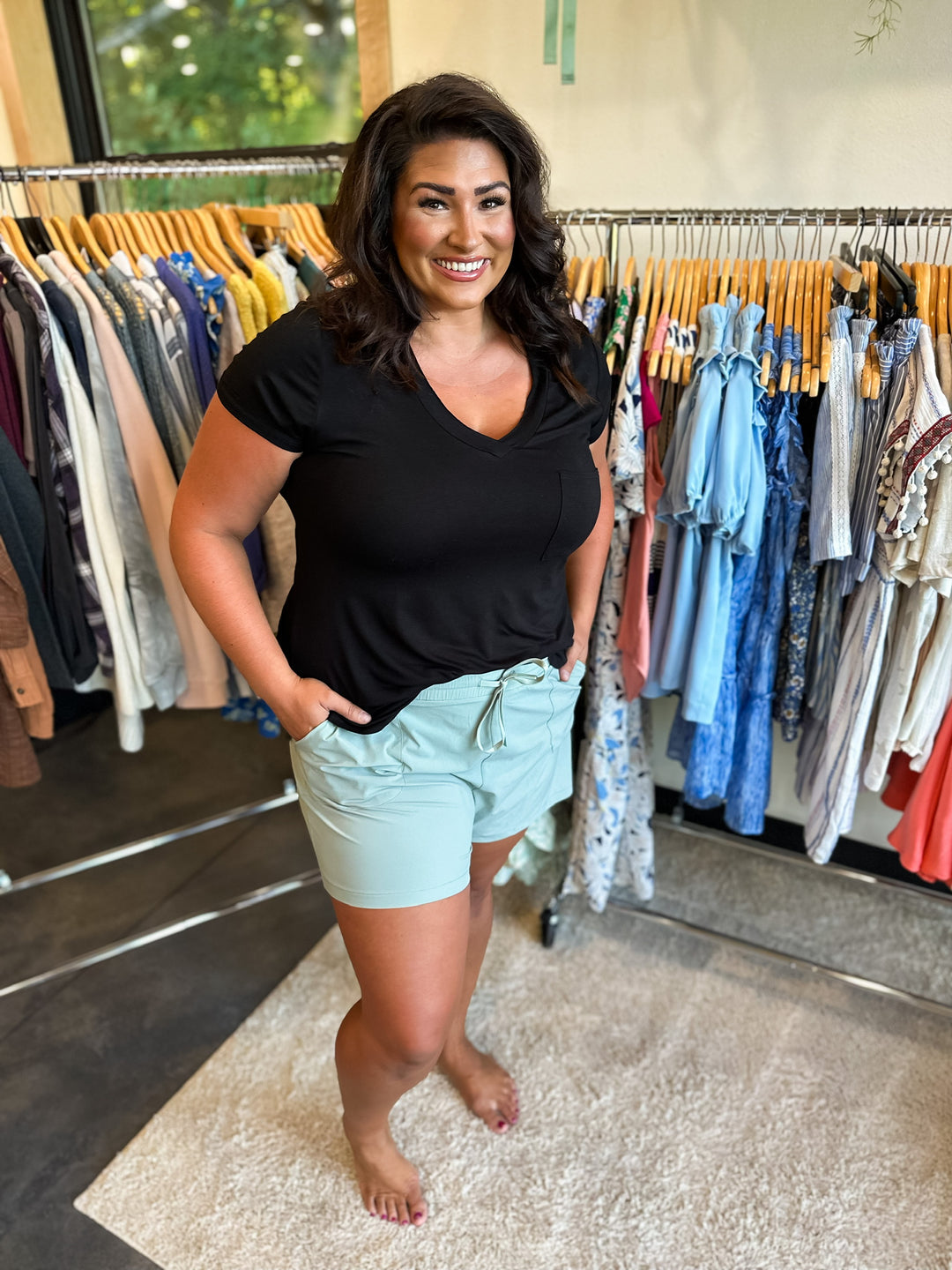 Black V-Neck Pocket Tee
