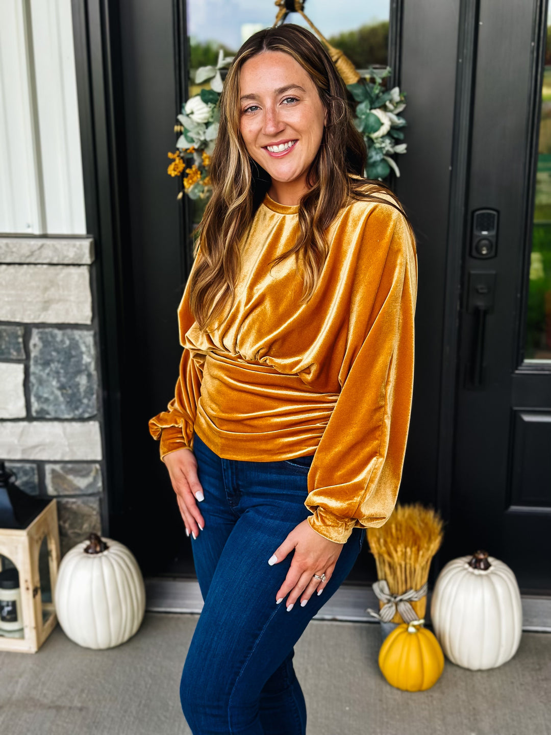 Harvest Gold Velvet Top