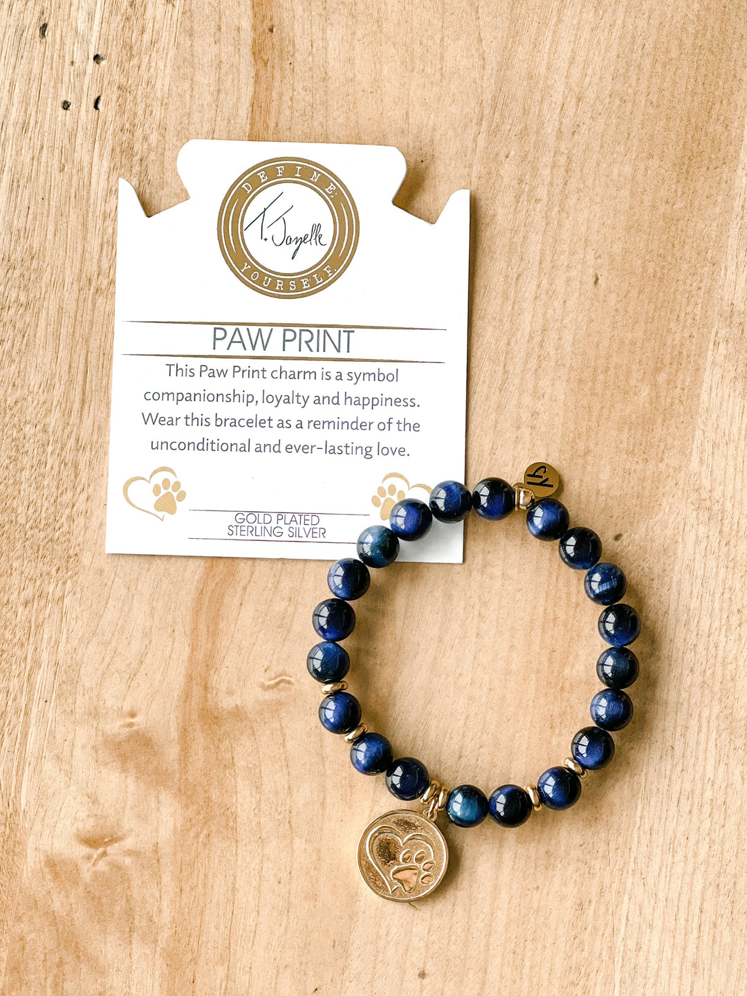 TJazelle Lapis Tiger’s Eye - Paw Print Gold