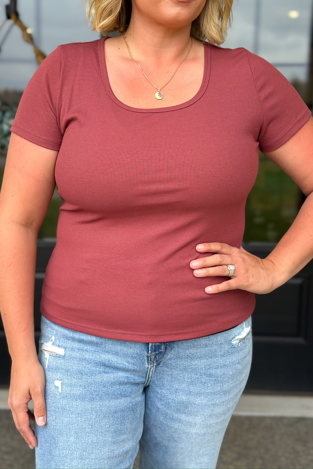 Scoop Tee Garnet