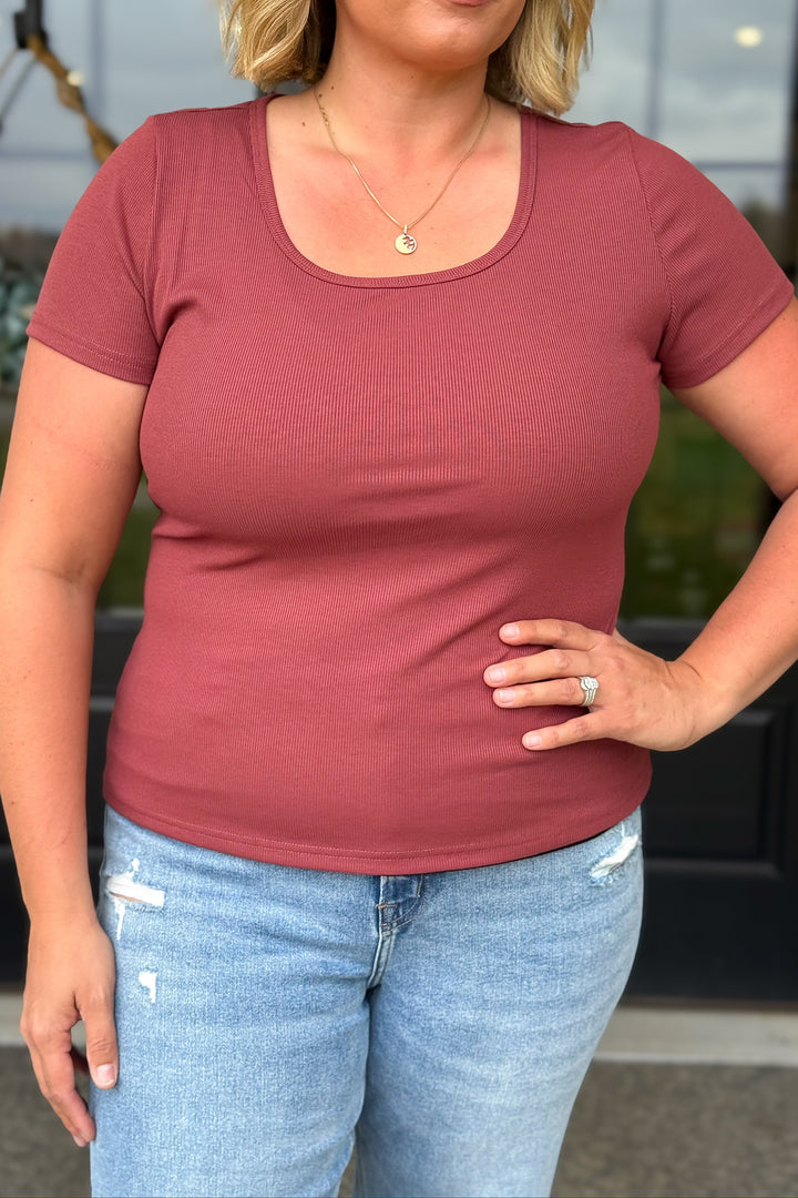 Scoop Tee Garnet