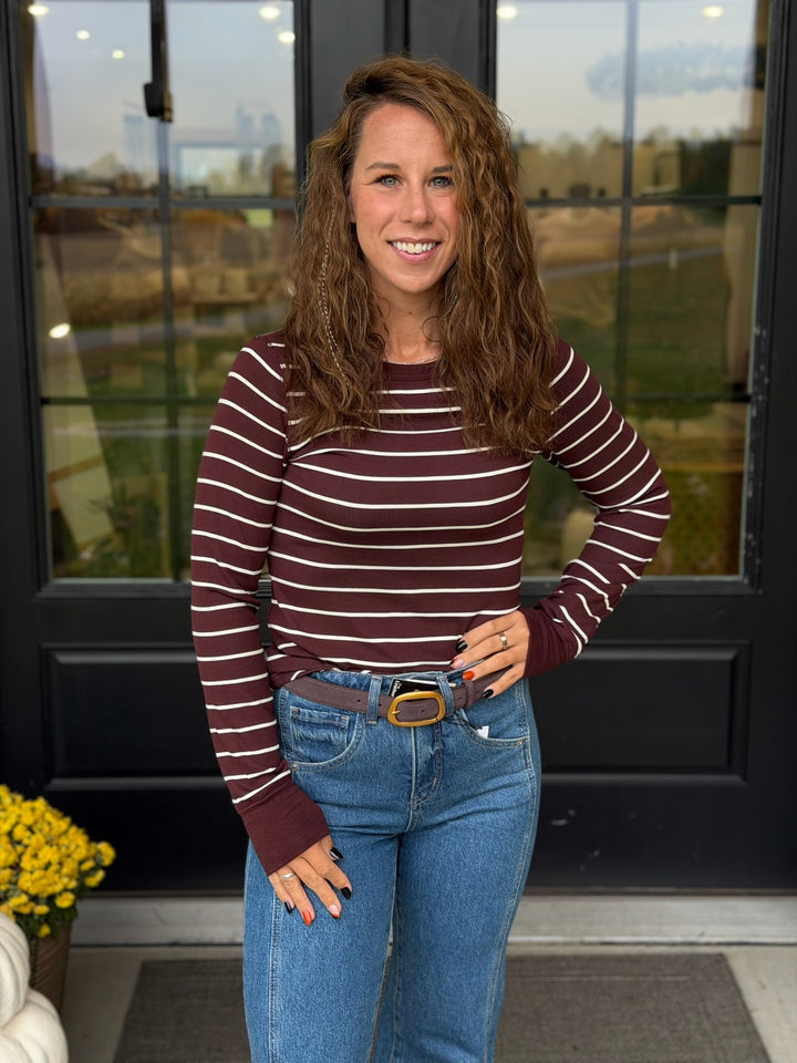 Stacy- Brown Ivory Stripe