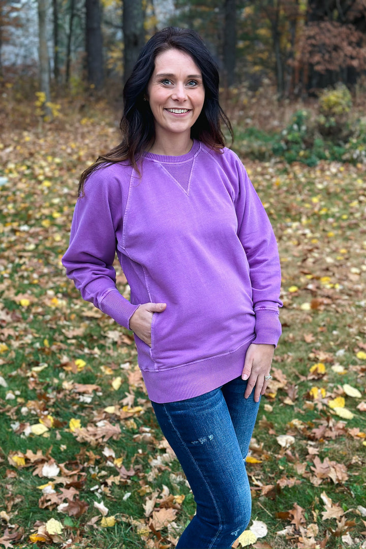 Mineral Wash Pullover- Plum