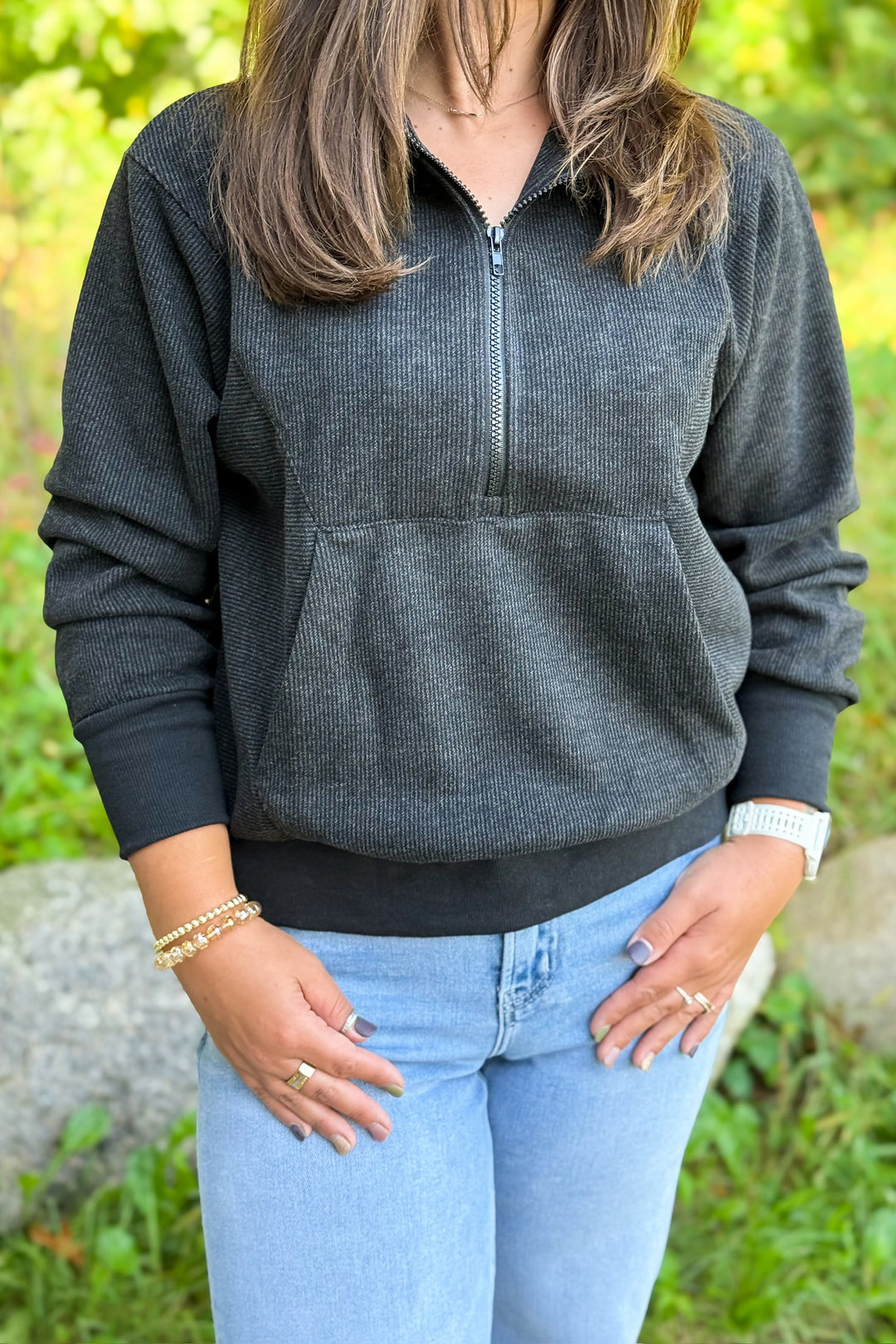 Half Zip Pullover- Black