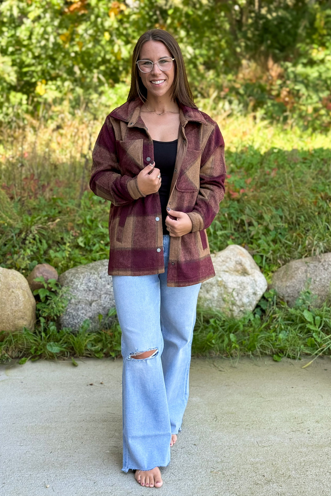 Burgundy Plaid Shacket