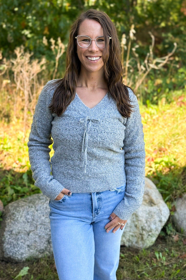 Grey Sweater Tie Front