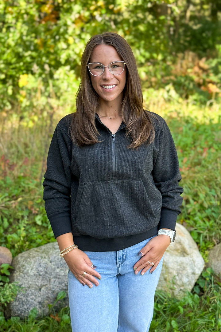 Half Zip Pullover- Black