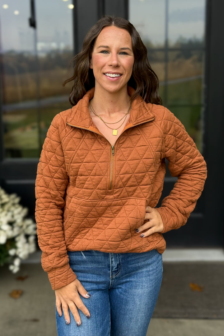 Quilted Pullover- Copper