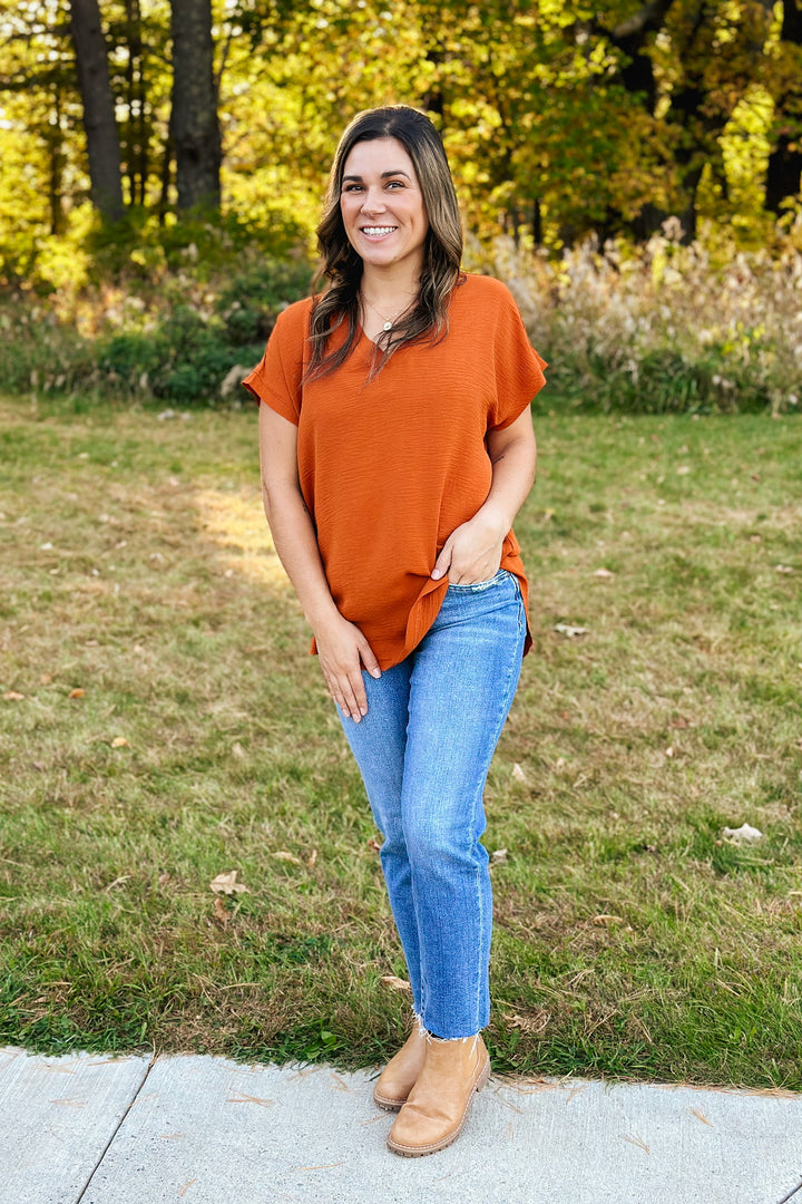 Caramel Raw Edge Blouse