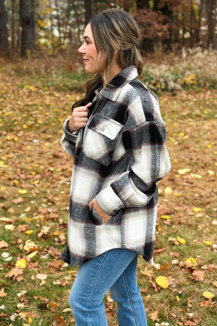 Charcoal Plaid Oversized Shacket