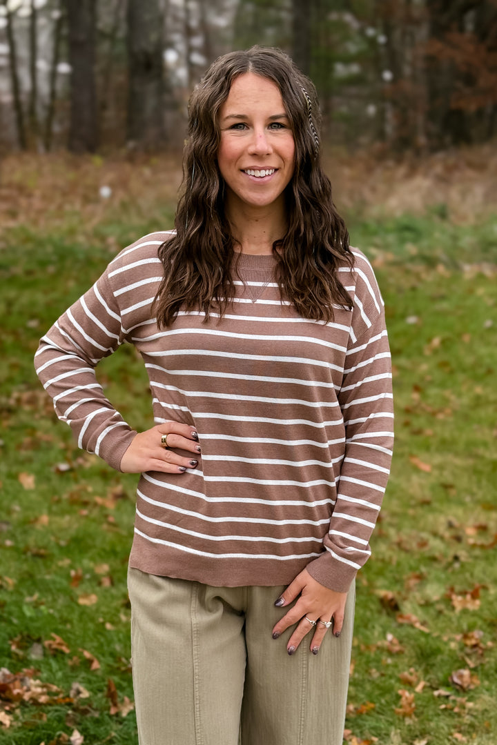 Mocha Striped Sweater