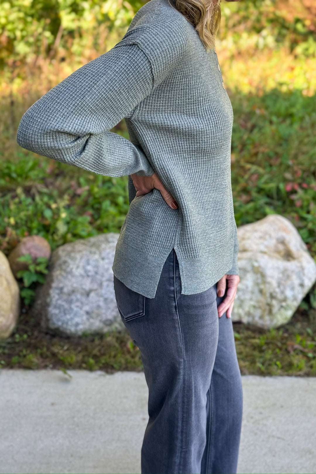 Olive Waffle Knit