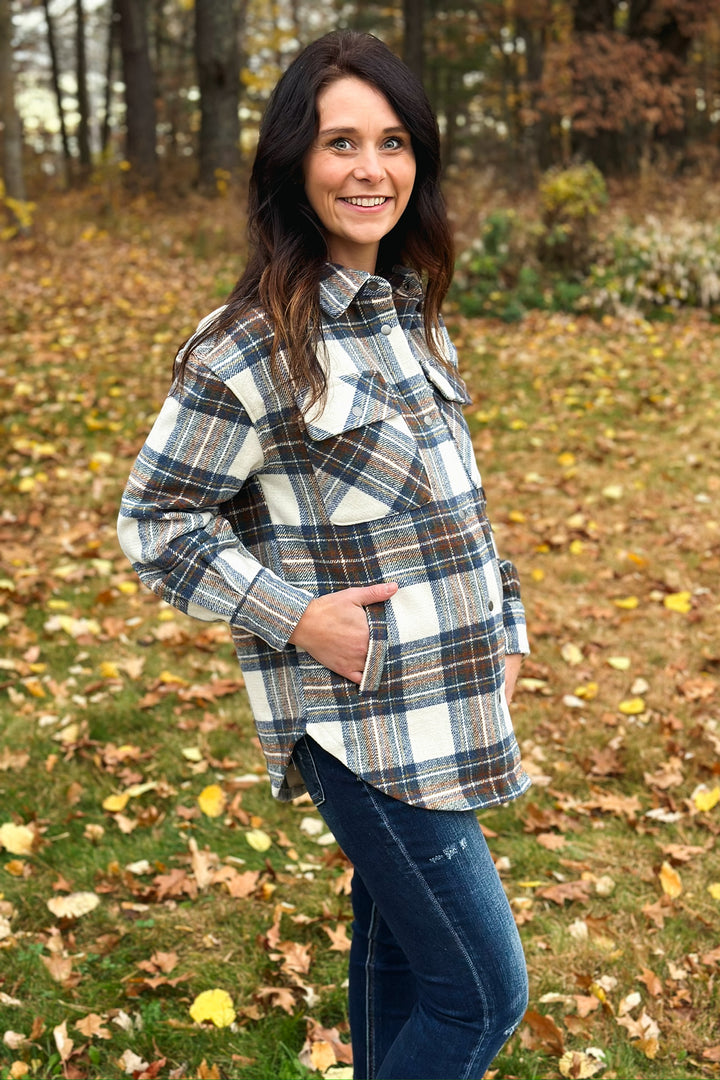 Blue Plaid Oversized Shacket