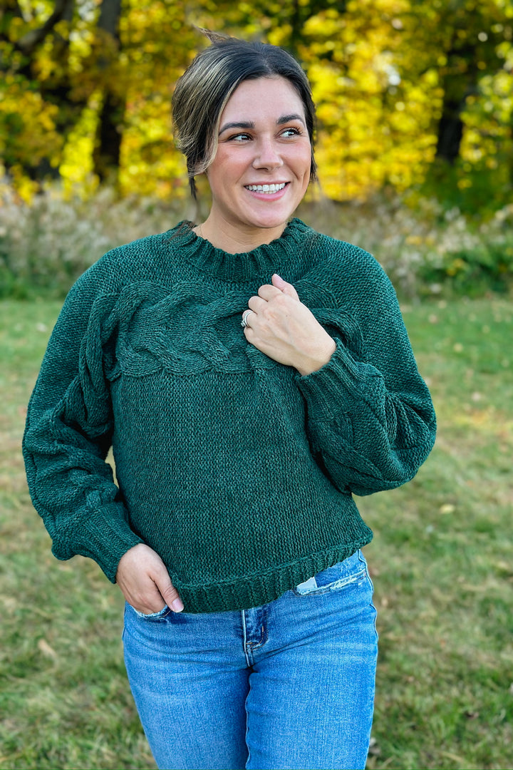 Hunter Green Cable Sweater