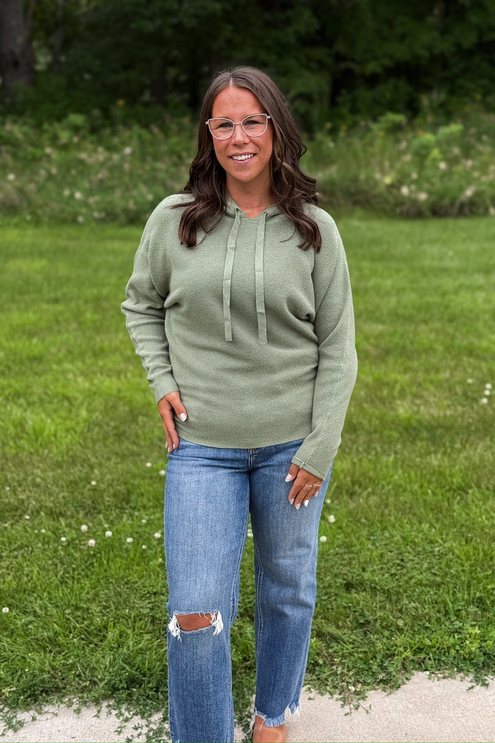 Dolman Waffle Sweater- Sage
