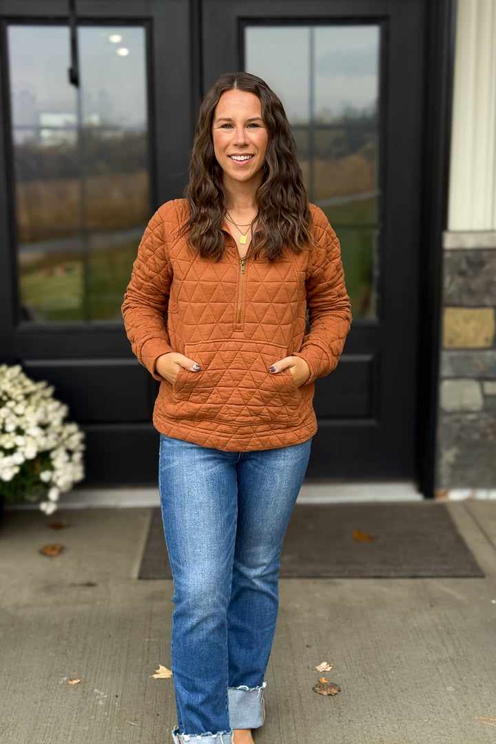 Quilted Pullover- Copper