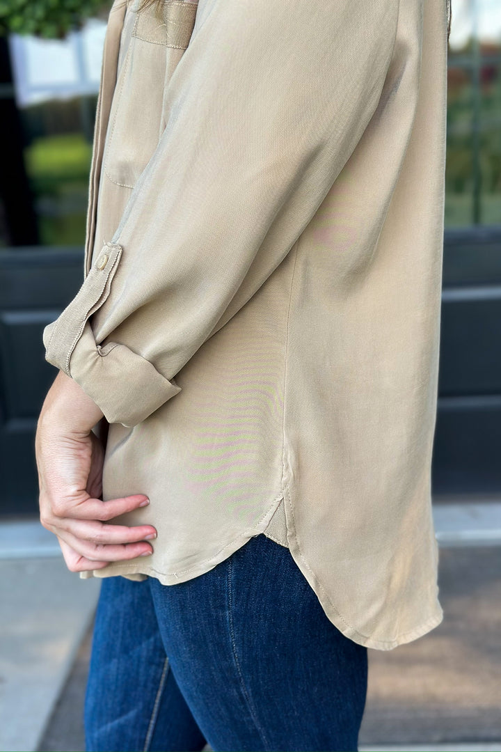 Soft Taupe Button Down