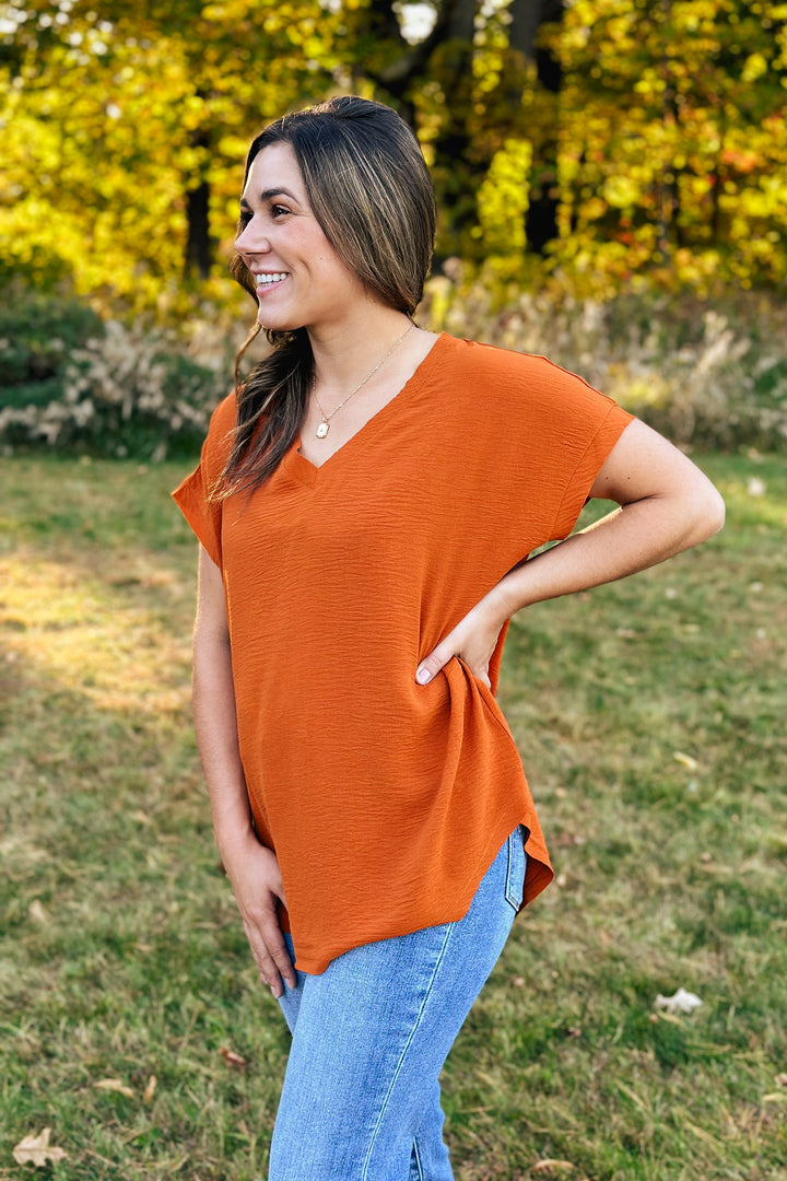 Caramel Raw Edge Blouse