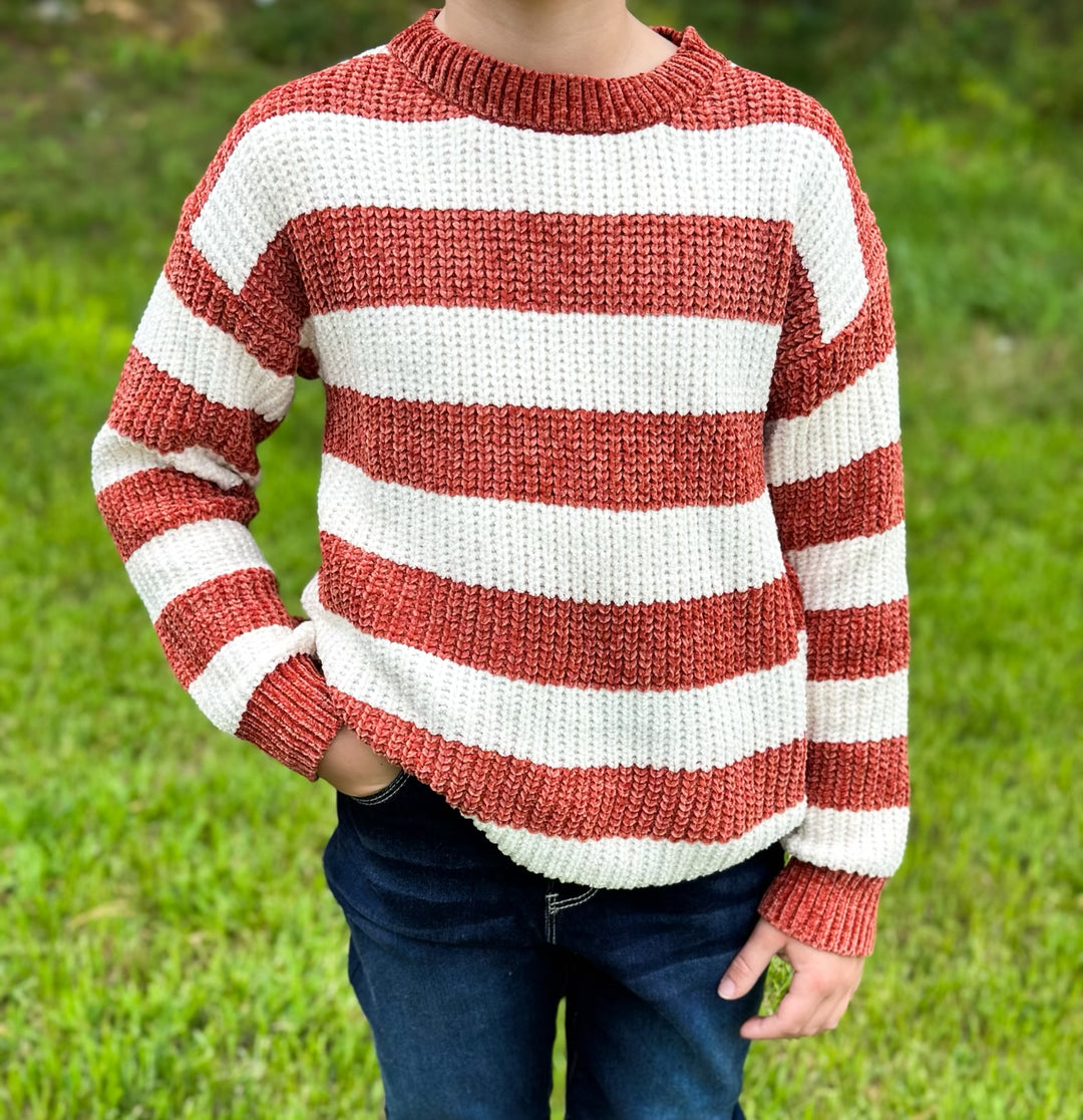 Girl's Velvet Striped Sweater