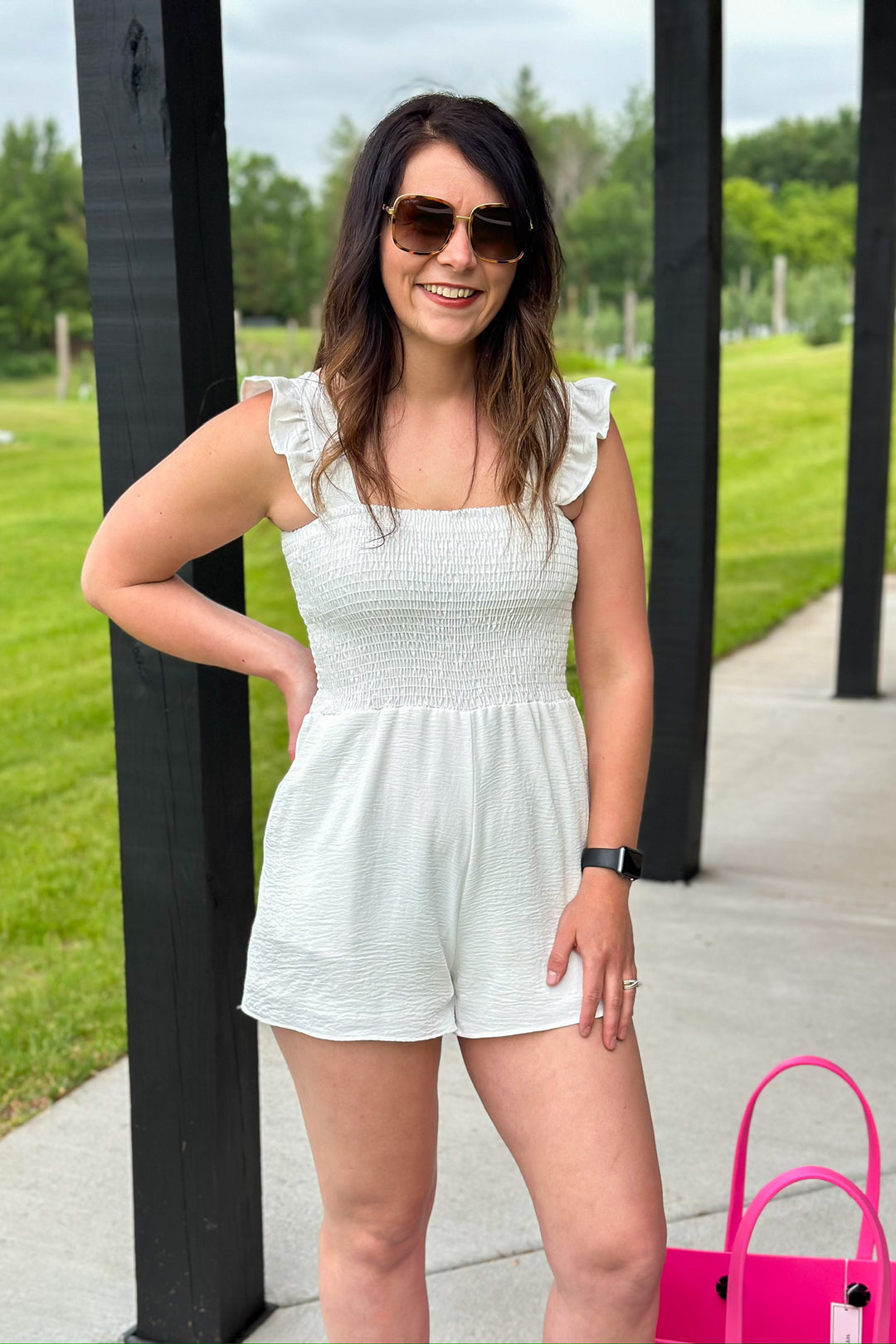 White Ruffle Romper