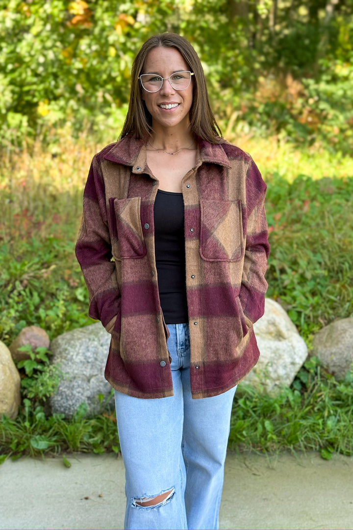 Burgundy Plaid Shacket