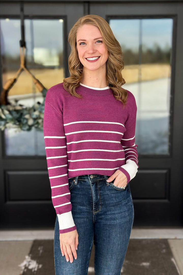 Magenta Striped Sweater