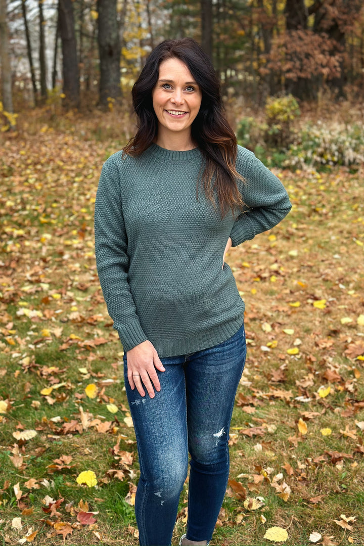 Basic Crew Neck Sweater- Ash Jade