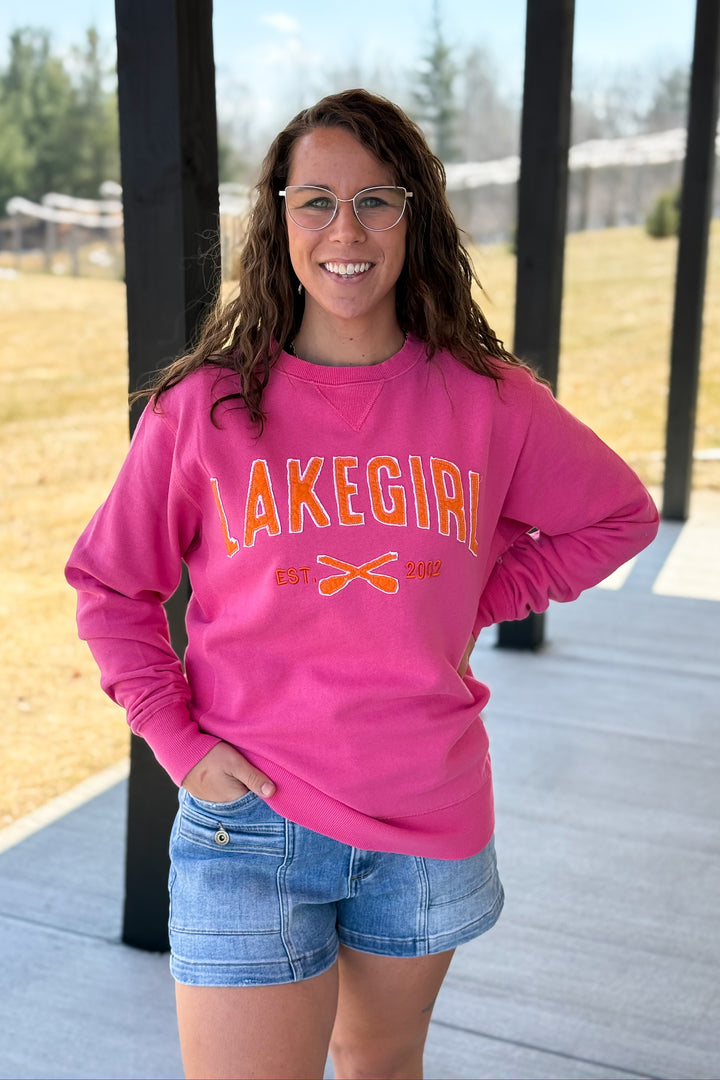 Lakegirl Fleece Crew- Pink