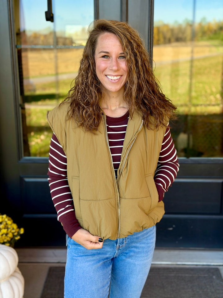 Bubble Puffer Vest- Moss